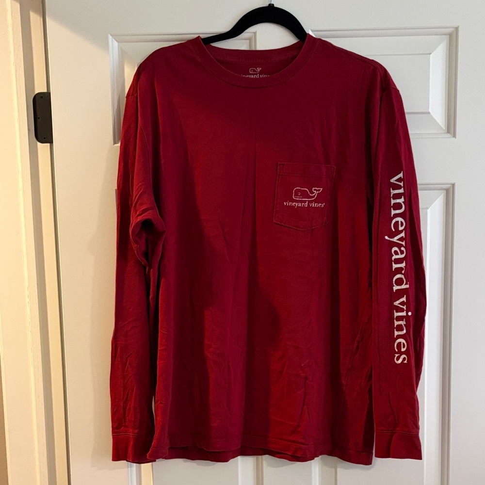 Vineyard Vines Men's Deep Red Long Sleeve Tee